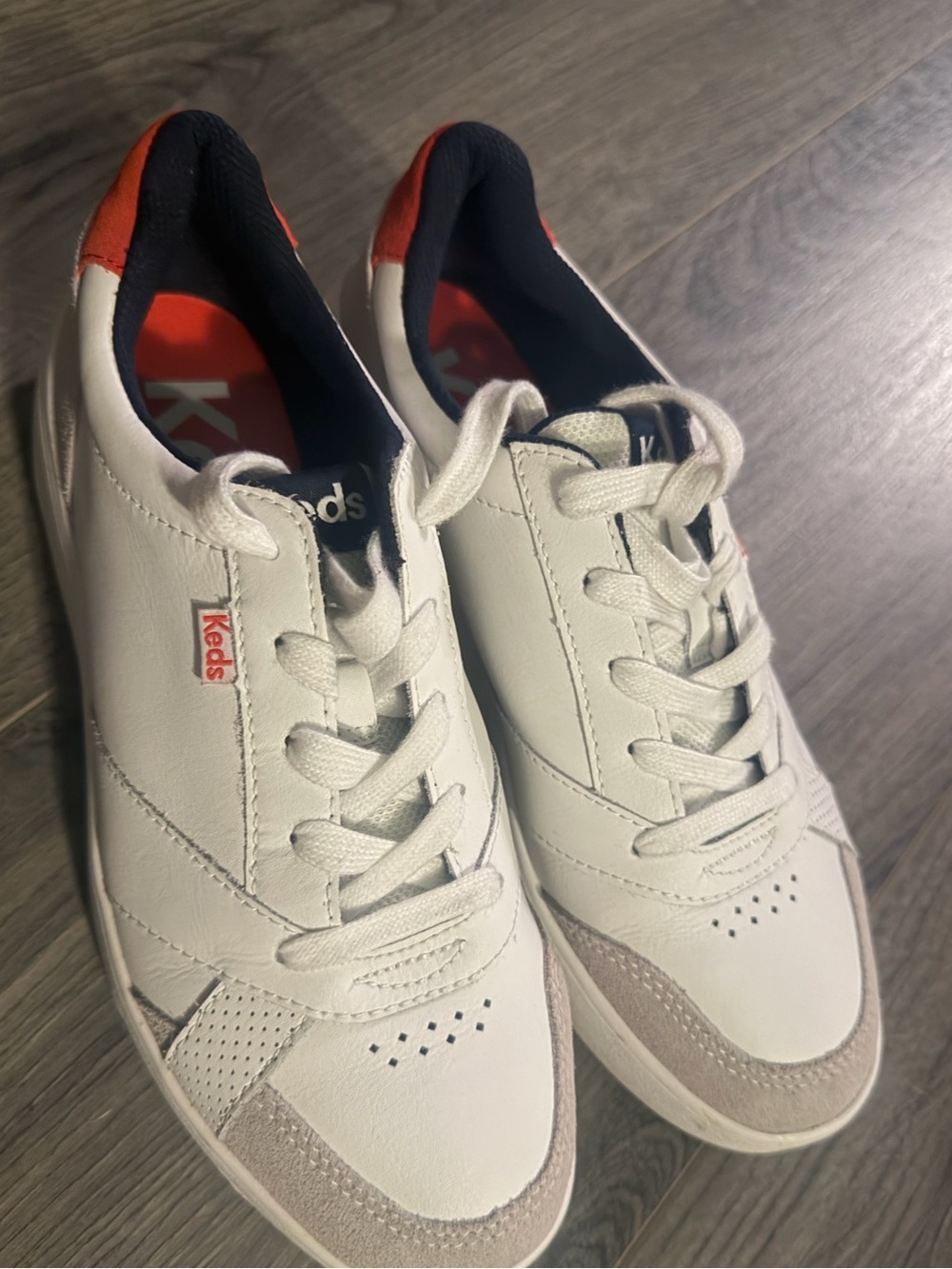 Keds Women’s The Court White Keds Sneakers with red Accent